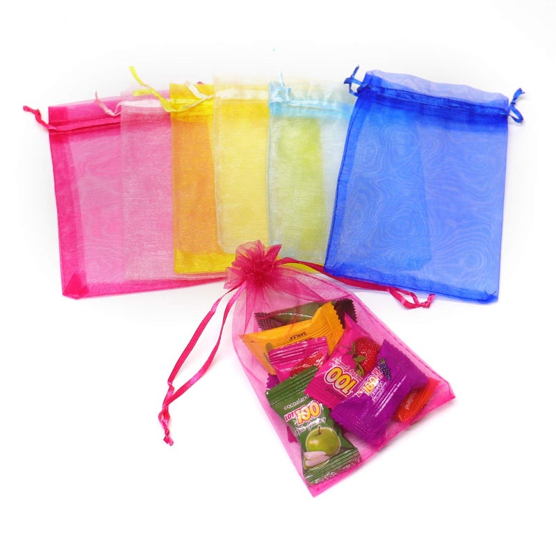 Bezall 100Pcs Organza Gift Bags, 4x6 Inches Mesh Wedding Party Favor Bags with Drawstring, Organza Candy Jewelry Wrapping Pouch (Mixed Color) - Image 3